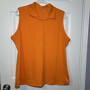 Nike Polo Shirt Women's 2XL Orange Dri-FIT Sleeveless Golf Top Moisture Wicking